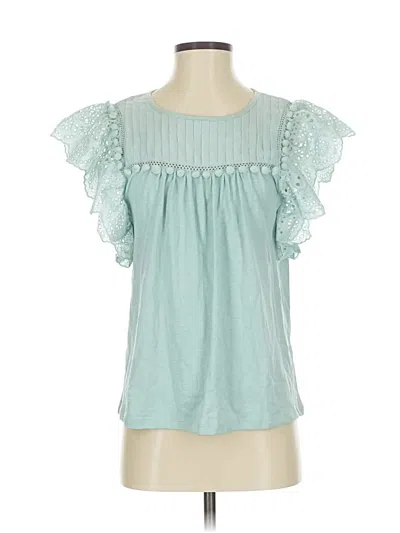 Pre-owned Jcrew Short Sleeve Blouse In Blue