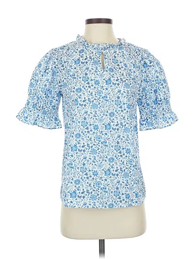 Pre-owned Jcrew Short Sleeve Blouse In Blue