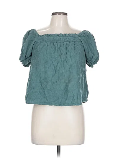 Pre-owned Jcrew Short Sleeve Blouse In Blue