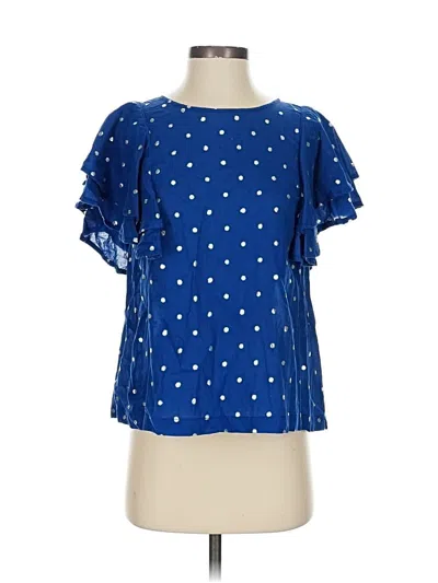 Pre-owned Jcrew Short Sleeve Blouse In Blue