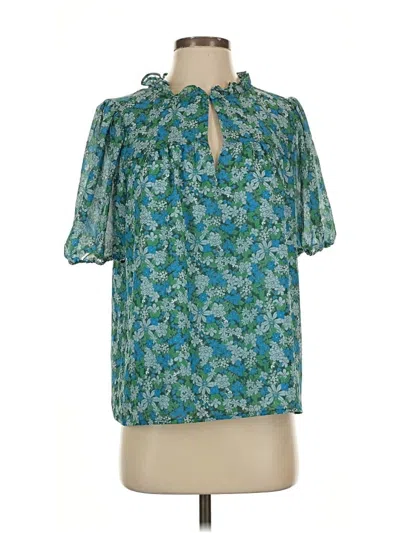 Pre-owned Jcrew Short Sleeve Blouse In Blue