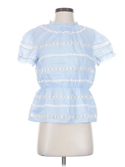 Pre-owned Jcrew Short Sleeve Blouse In Blue