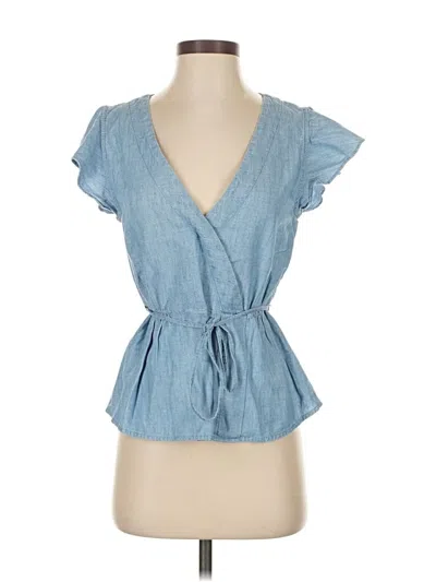 Pre-owned Jcrew Short Sleeve Blouse In Blue