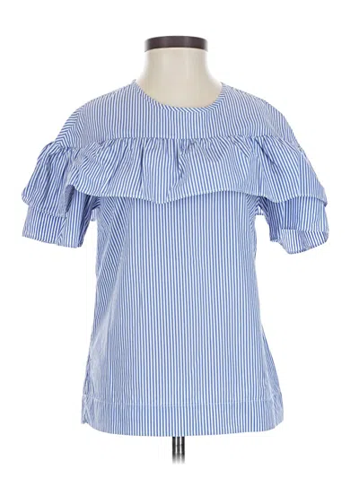 Pre-owned Jcrew Short Sleeve Blouse In Blue