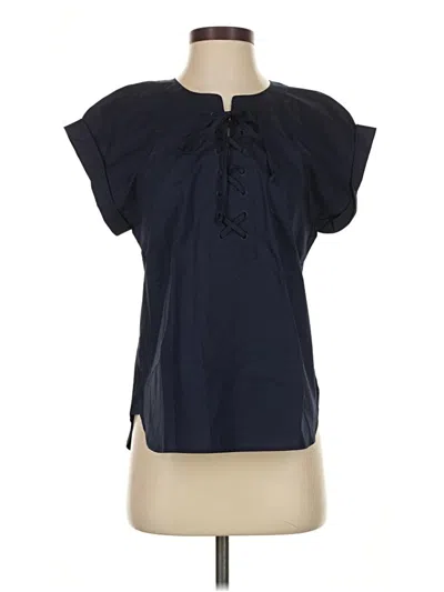Pre-owned Jcrew Short Sleeve Blouse In Blue