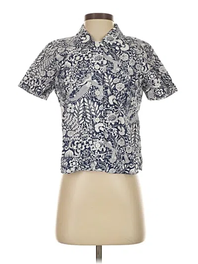 Pre-owned Jcrew Short Sleeve Blouse In Blue