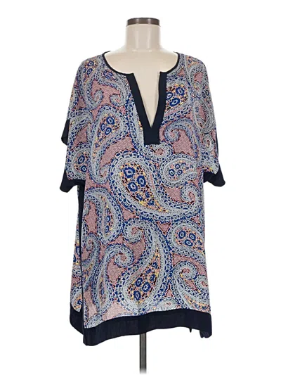 Pre-owned Jcrew Short Sleeve Blouse In Blue