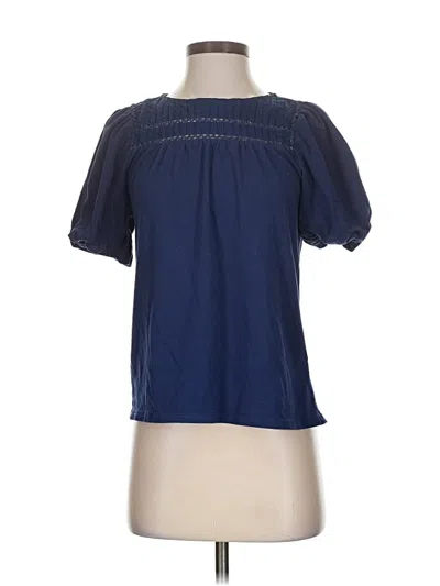 Pre-owned Jcrew Short Sleeve Blouse In Blue