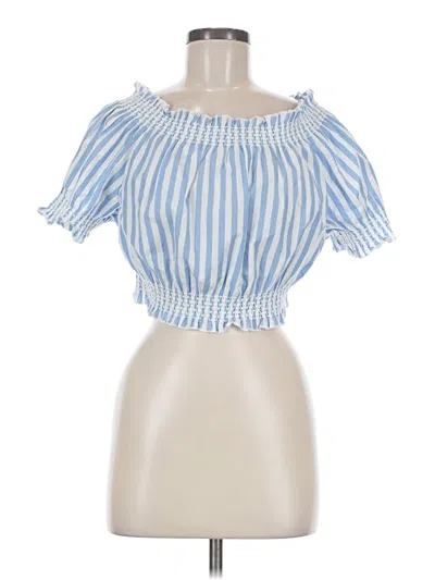 Pre-owned Jcrew Short Sleeve Blouse In Blue