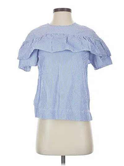 Pre-owned Jcrew Short Sleeve Blouse In Blue