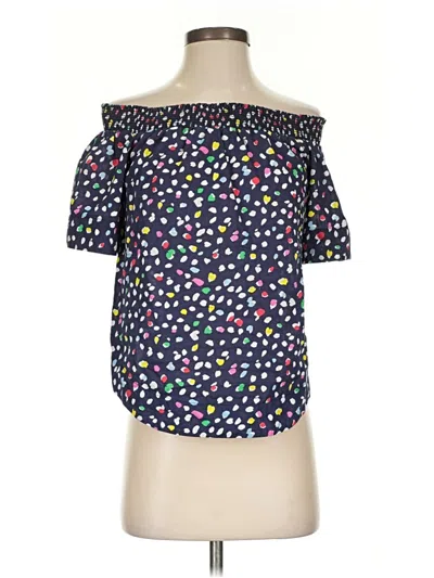 Pre-owned Jcrew Short Sleeve Blouse In Blue