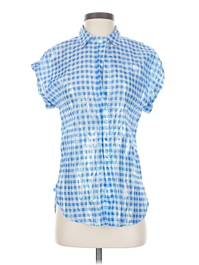 Pre-owned Jcrew Short Sleeve Blouse In Blue