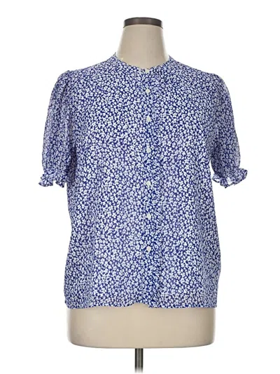 Jcrew Short Sleeve Blouse In Blue
