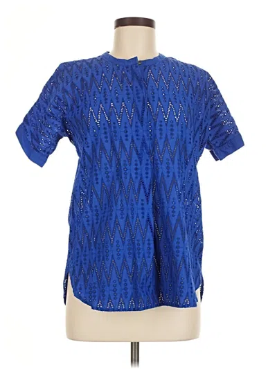 Pre-owned Jcrew Short Sleeve Blouse In Blue