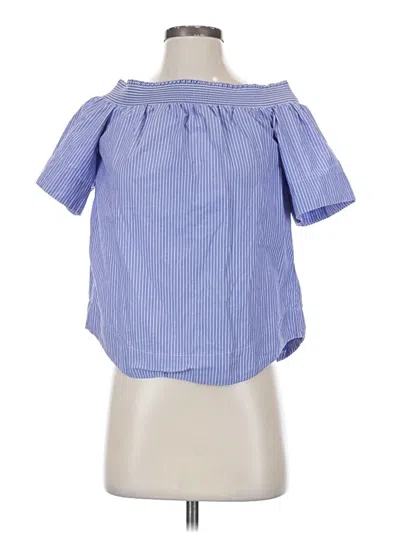 Pre-owned Jcrew Short Sleeve Blouse In Blue
