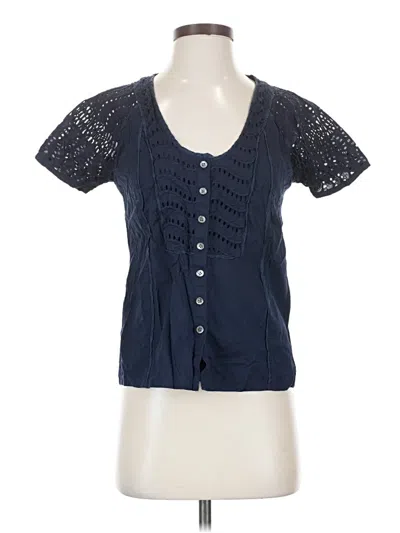 Pre-owned Jcrew Short Sleeve Blouse In Blue