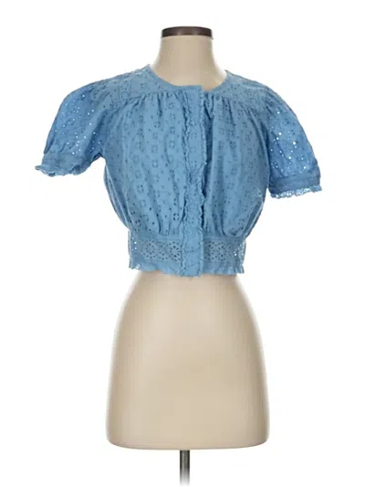 Pre-owned Jcrew Short Sleeve Blouse In Blue