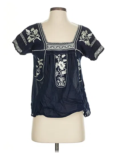 Pre-owned Jcrew Short Sleeve Blouse In Blue