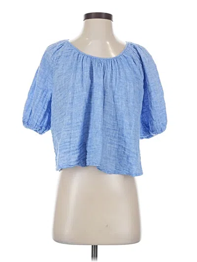 Pre-owned Jcrew Short Sleeve Blouse In Blue