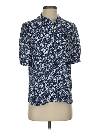 Pre-owned Jcrew Short Sleeve Blouse In Blue