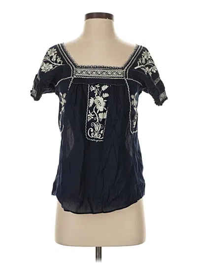 Pre-owned Jcrew Short Sleeve Blouse In Blue