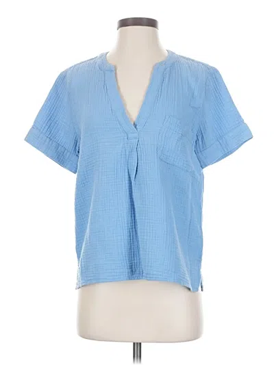 Pre-owned Jcrew Short Sleeve Blouse In Blue