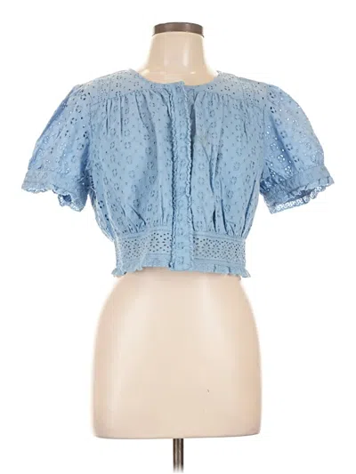 Pre-owned Jcrew Short Sleeve Blouse In Blue