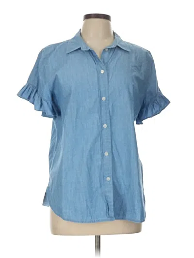 Pre-owned Jcrew Short Sleeve Blouse In Blue