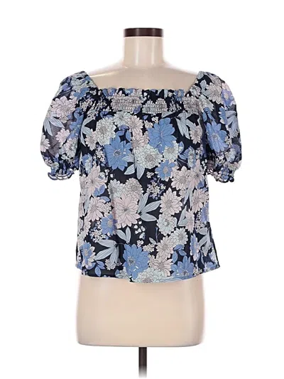 Pre-owned Jcrew Short Sleeve Blouse In Blue