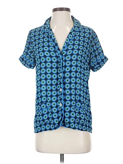 Pre-owned Jcrew Short Sleeve Blouse In Blue