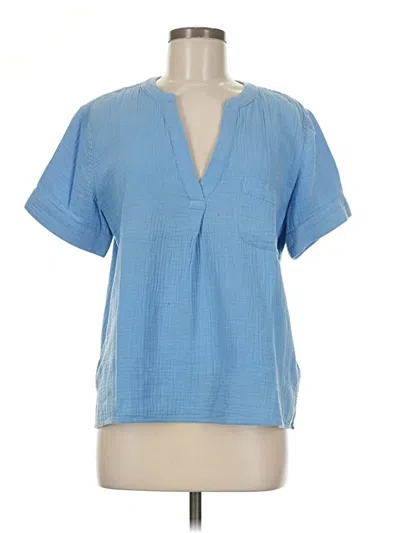 Pre-owned Jcrew Short Sleeve Blouse In Blue