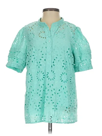 Pre-owned Jcrew Short Sleeve Blouse In Blue