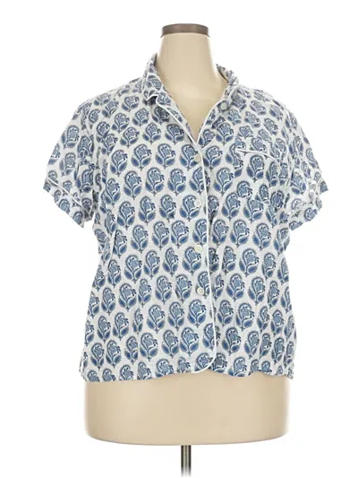 Pre-owned Jcrew Short Sleeve Blouse In Blue
