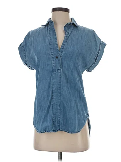 Pre-owned Jcrew Short Sleeve Blouse In Blue