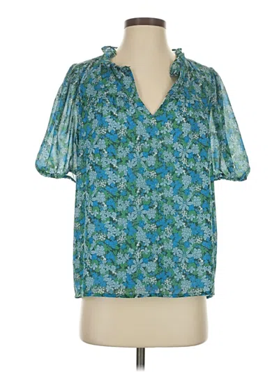 Pre-owned Jcrew Short Sleeve Blouse In Blue