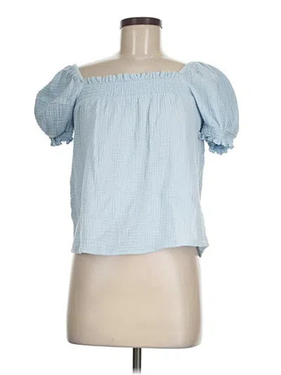 Pre-owned Jcrew Short Sleeve Blouse In Blue