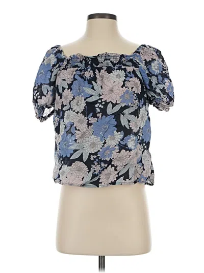Pre-owned Jcrew Short Sleeve Blouse In Blue