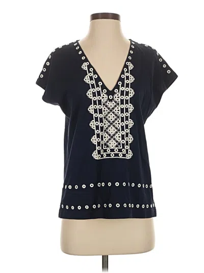 Pre-owned Jcrew Short Sleeve Blouse In Blue