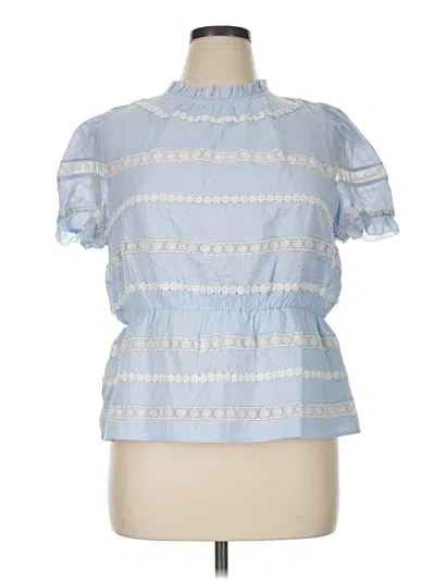 Pre-owned Jcrew Short Sleeve Blouse In Blue