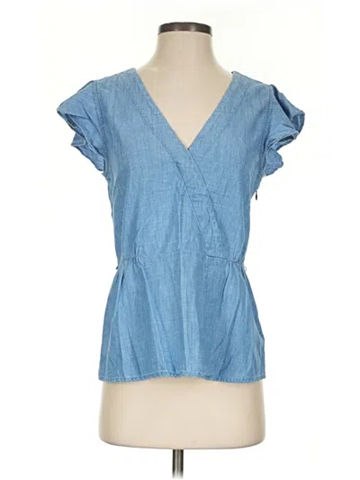 Pre-owned Jcrew Short Sleeve Blouse In Blue