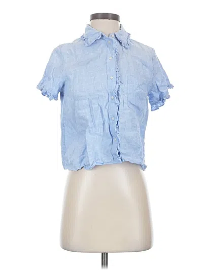 Pre-owned Jcrew Short Sleeve Blouse In Blue