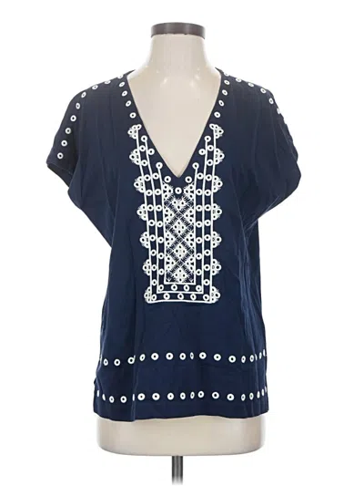 Pre-owned Jcrew Short Sleeve Blouse In Blue