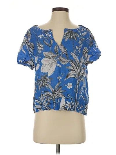 Pre-owned Jcrew Short Sleeve Blouse In Blue