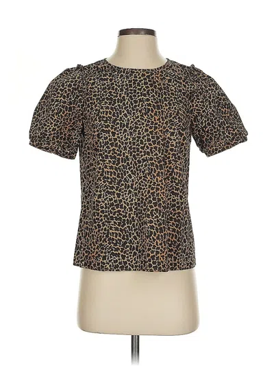 Pre-owned Jcrew Short Sleeve Blouse In Brown