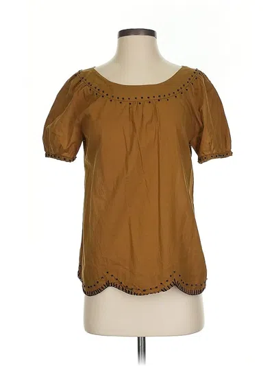 Pre-owned Jcrew Short Sleeve Blouse In Brown