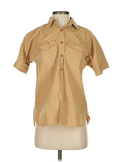 Pre-owned Jcrew Short Sleeve Blouse In Brown