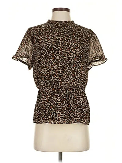 Pre-owned Jcrew Short Sleeve Blouse In Brown