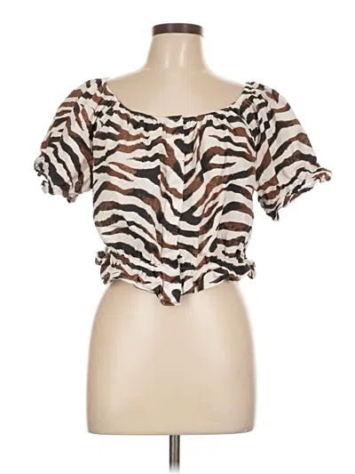 Pre-owned Jcrew Short Sleeve Blouse In Brown