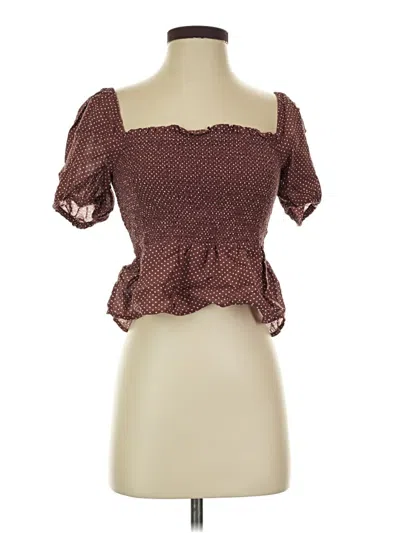 Pre-owned Jcrew Short Sleeve Blouse In Brown
