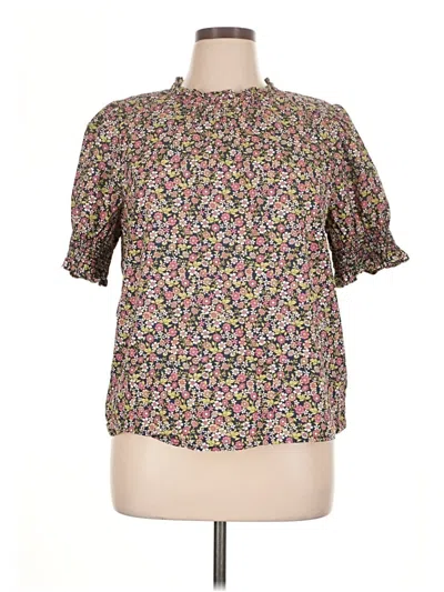Pre-owned Jcrew Short Sleeve Blouse In Brown